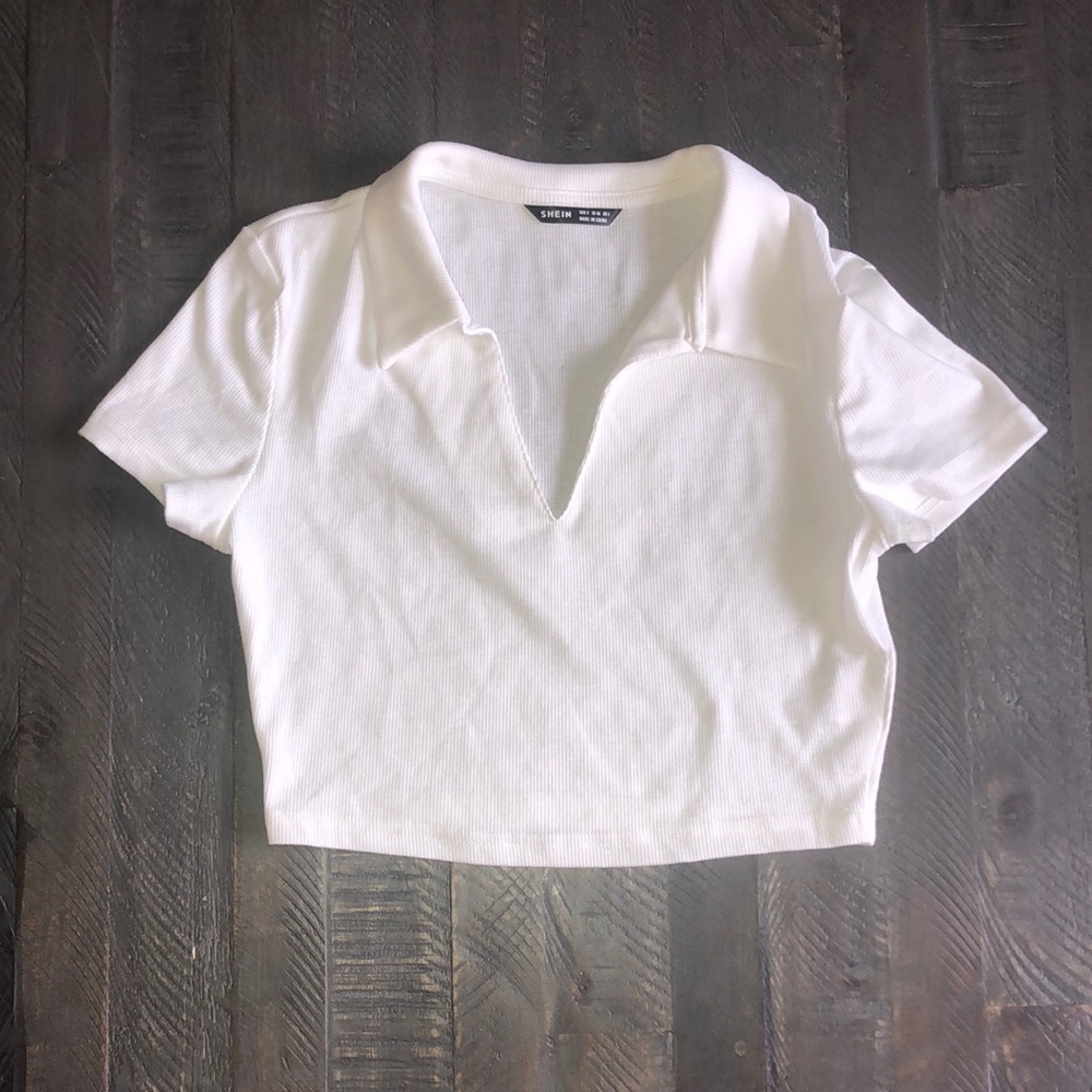 White collared crop top Shein